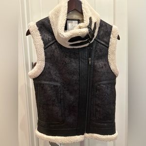 Joie Black Danay Faux fur and leather Moto Vest XS